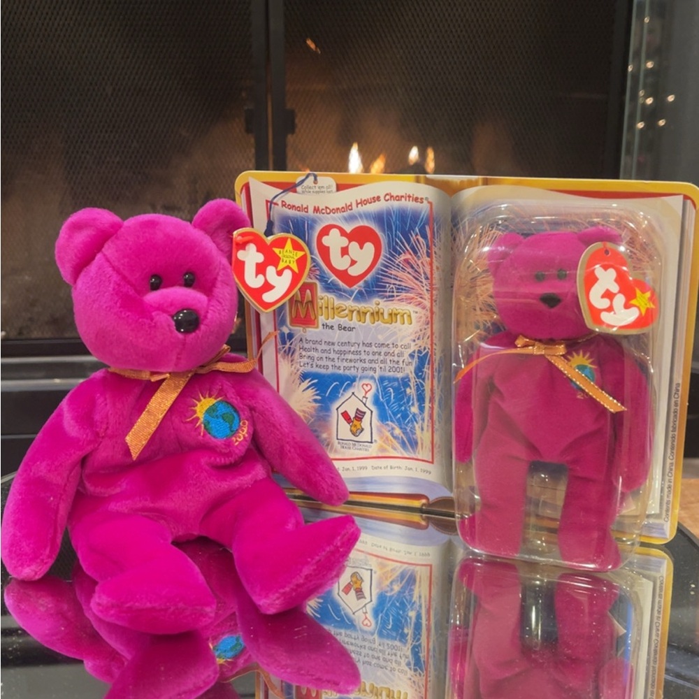 ‘99- Ty - Millennium Bear Beanie & Teenie Beanie Baby. - Picture 1 of 8